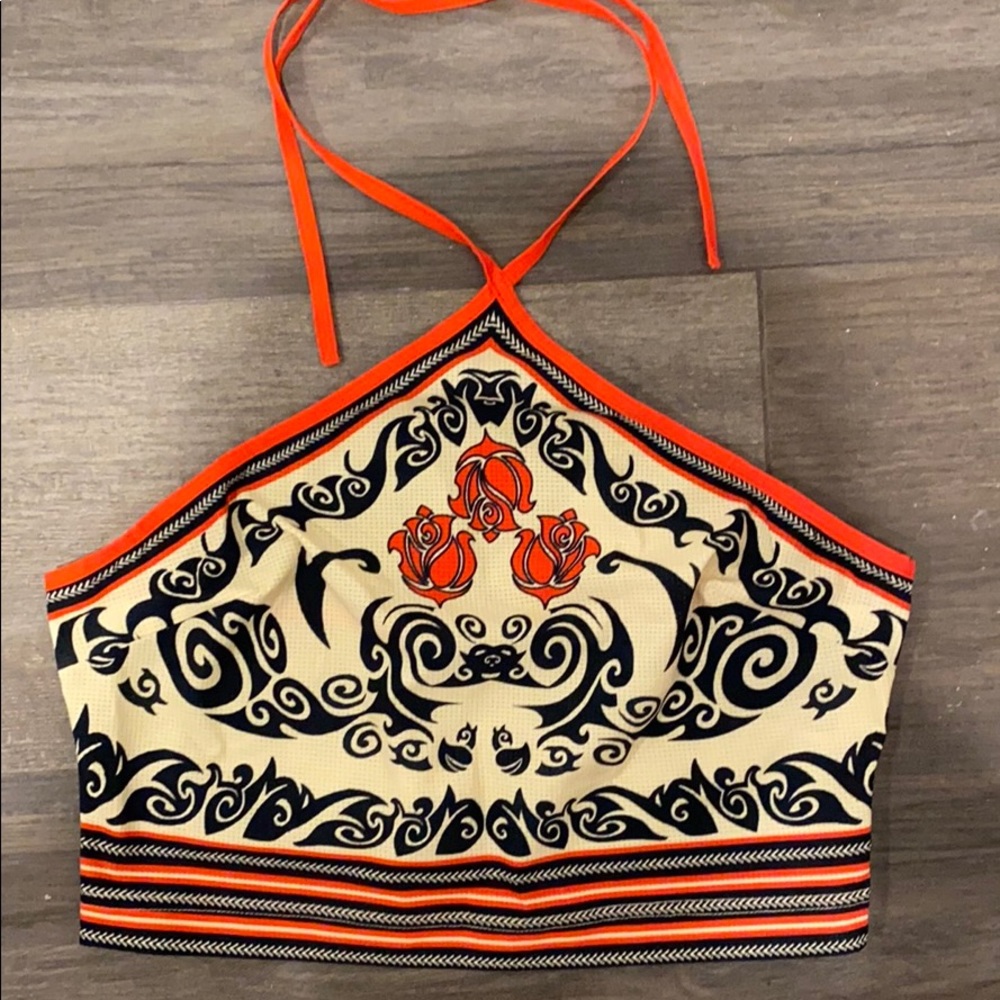 Urban Outfitters Bodhi Printed Cropped Halter Top